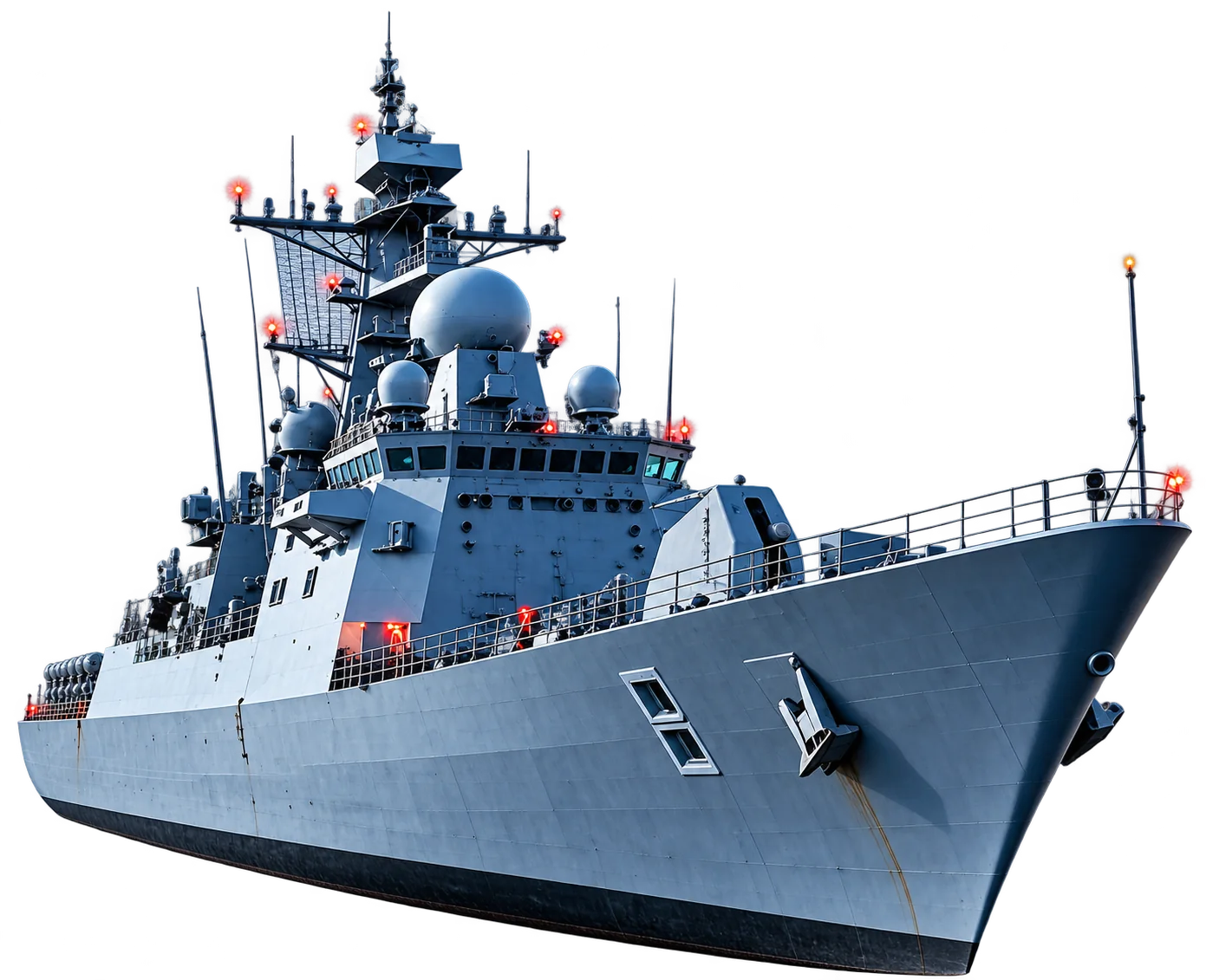 Naval frigate fitted with the degaussing system