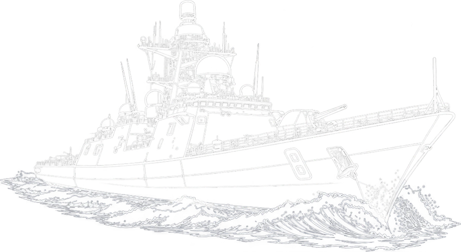 Wireframe render of a naval vessel